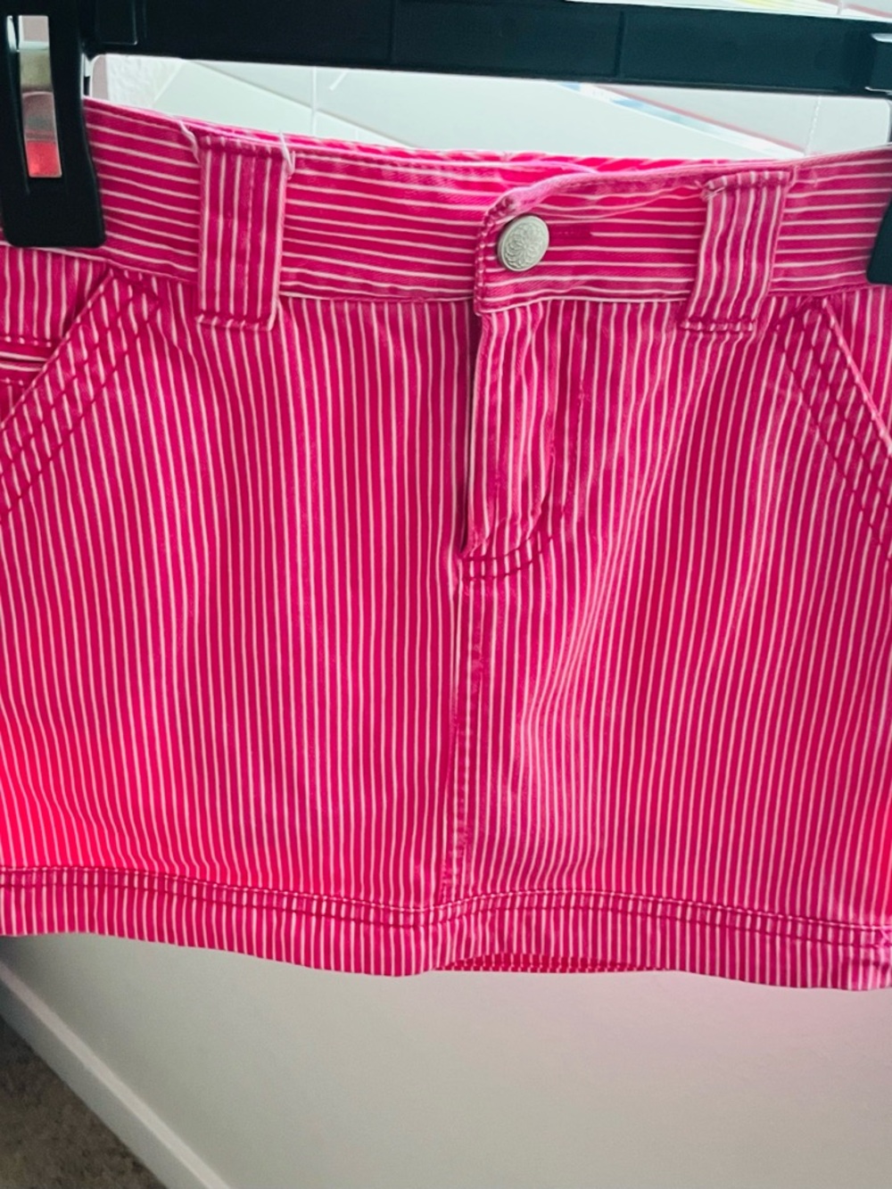 Hot Pink Pinstripe Mini Skirt